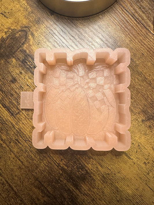 Checkered Pumpkin W/Bow